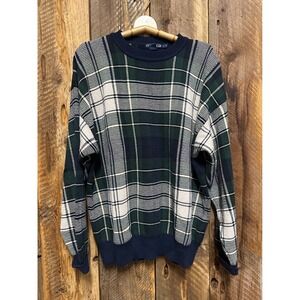 Vintage 90s Nautica Plaid Sweater Size L Made in Hong Kong Academia Y2K Preppy